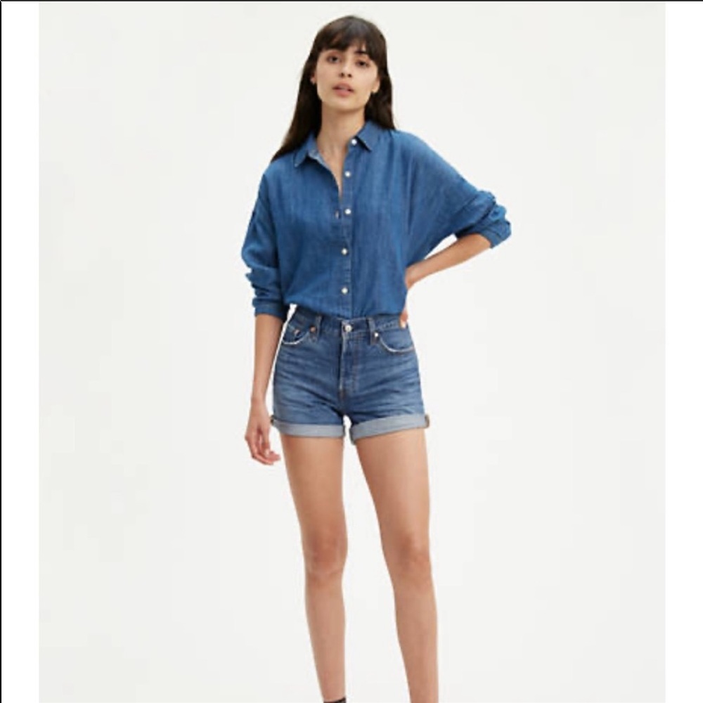 Levis high rise cuffed shorts white oak coned 25